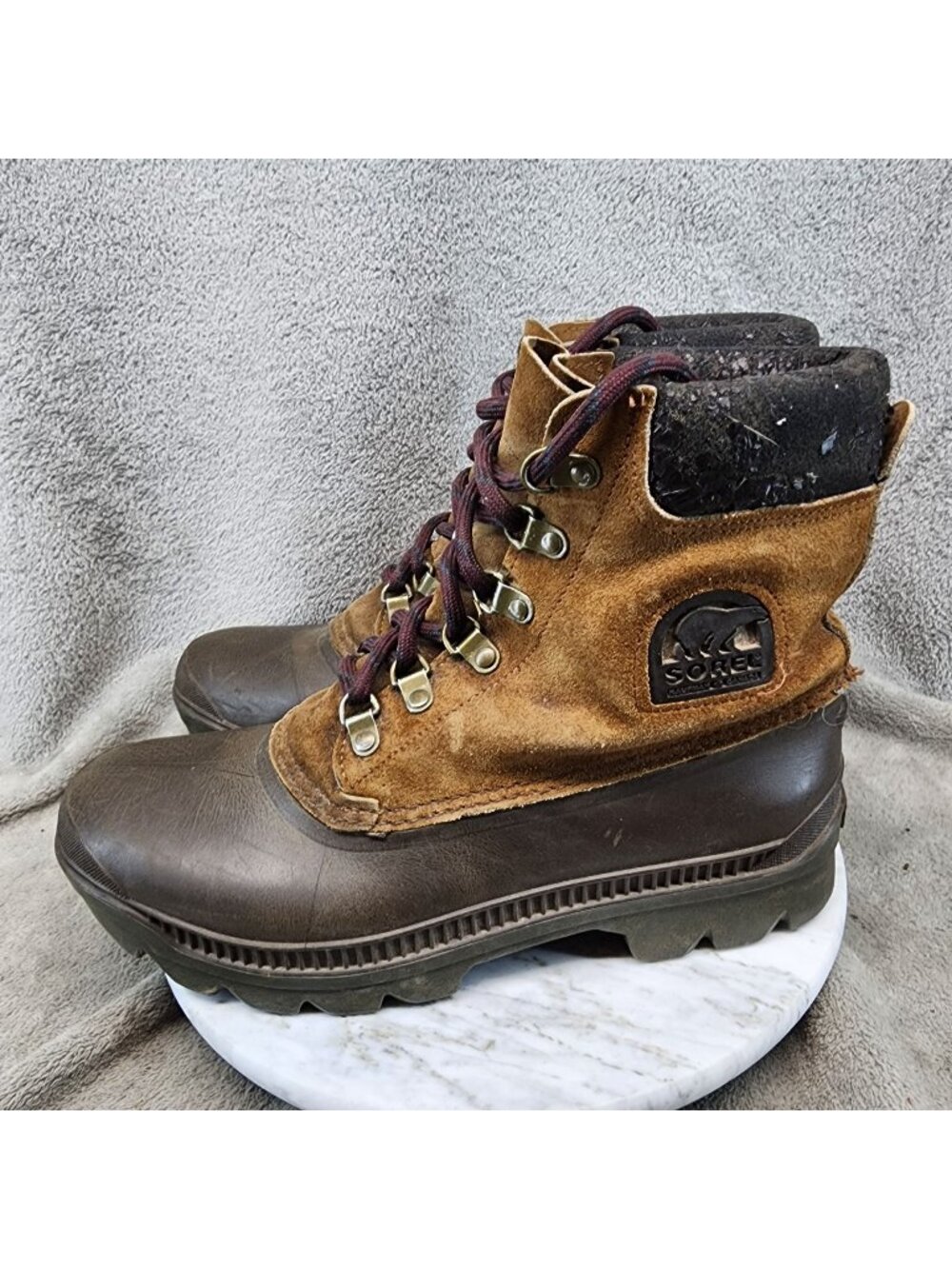 Sorel Shoes Mens Size 10 Brown Leather Lace Up Boots *Read*